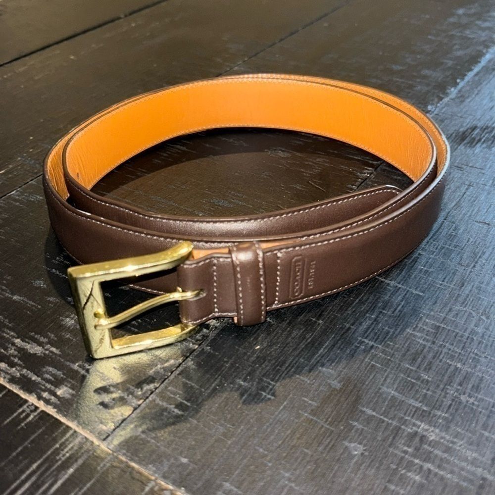 Men’s Coach Brown Gold 38” 95cm Leather Belt Classic
